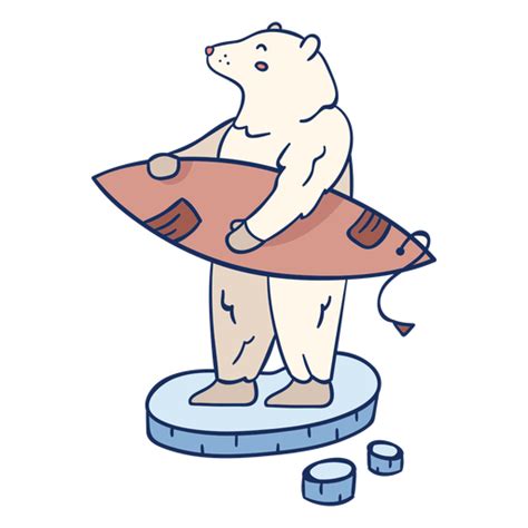 Polar Bear Surfing Illustration Transparent Png And Svg Vector File