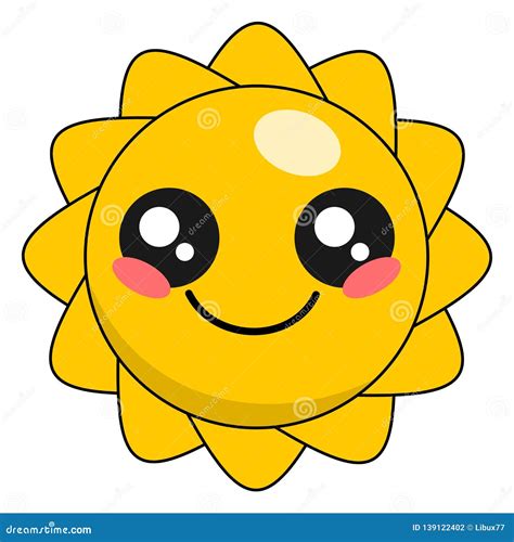 Cute Sun Kawaii Face Vector Illustration Design Isolated Stock Vector