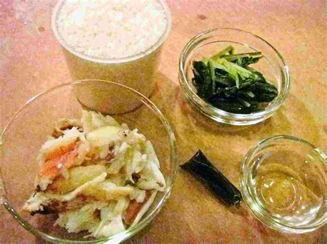 Recipes For Tom Kani To Mibuna No Mazegohan Steamed Rice With Crab