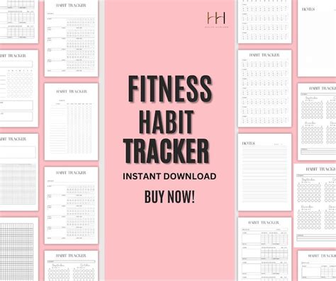 Fitness Habit Tracker Printable Habit Tracker Digitalyearly Monthly
