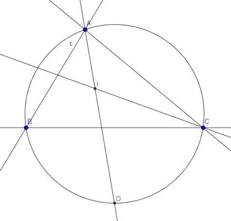 geometry if i is the incentre of triangle abc and ai meets the circumcircle at d the