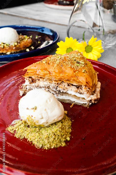 Pistachio Turkish Baklava Havuc Dilimi Traditional Turkish Dessert