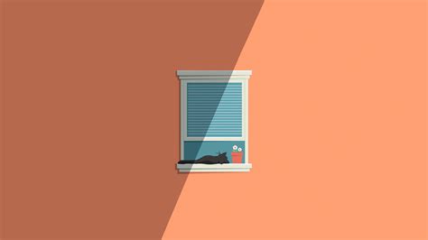 Cat Window Minimal 5k Wallpaperhd Artist Wallpapers4k Wallpapers
