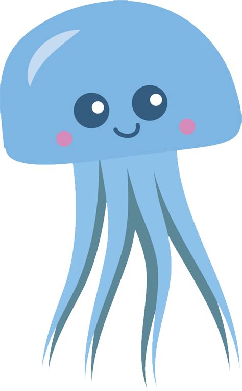 Blue Cartoon Jellyfish Png