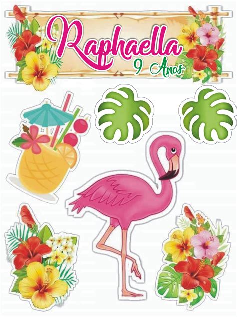 Flamingo Birthday Theme Flamingo Party Decor Aloha Party Baby Illustration Leaf Crafts Boss