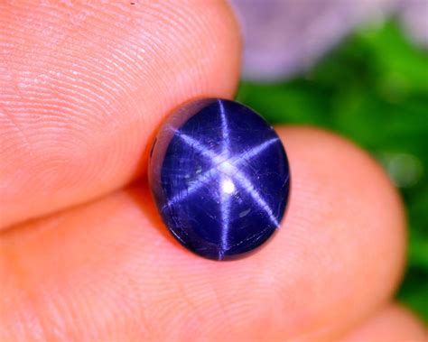 6 Rays 9x8mm Natural Dark Blue Star Sapphire Loose Gemstone Etsy