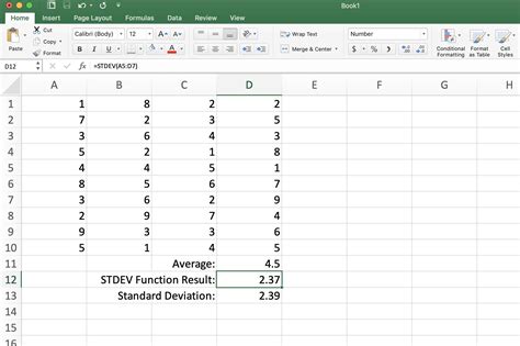 Calculate Mean And Standard Deviation With Excel 2007