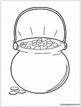 Pot Pages Gold Cauldron Coloring St Patricks Adults Kids Print sketch template