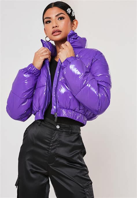 Purple Cropped Puffer Jacket Missguided Purple Jacket Outfit