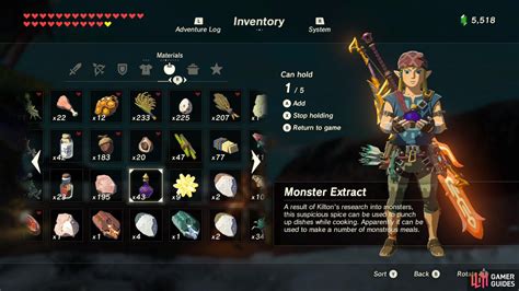 Monster Extract Staples Materials The Legend Of Zelda Breath Of