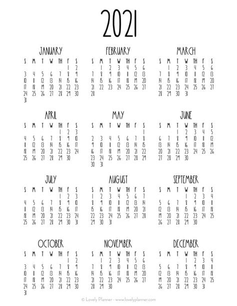 Free Printable 2021 Calendar Template Farmhouse Lovely Planner