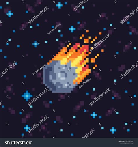 Burning Asteroid Flying In Space Seamless Pattern Flame Meteorite