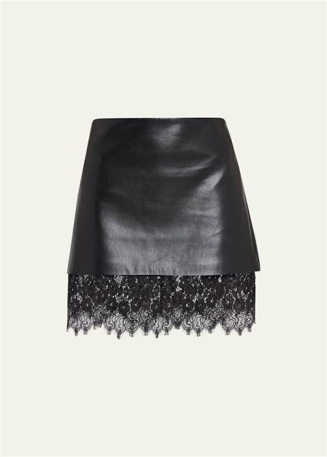 Alice Olivia Rubi Vegan Leather Tiered Mini Skirt Bergdorf Goodman