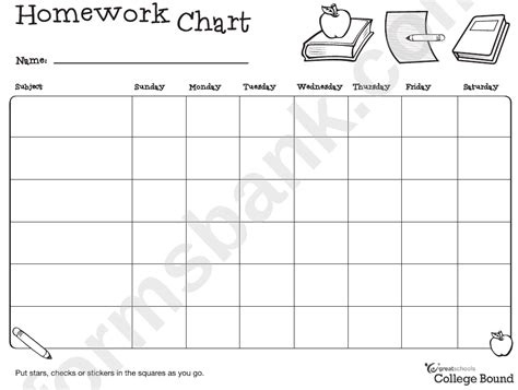 Weekly Homework Chart Template Printable Pdf Download