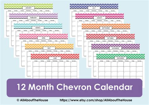 7 Best Images Of Blank Monthly Calendar Chevron Printable2016