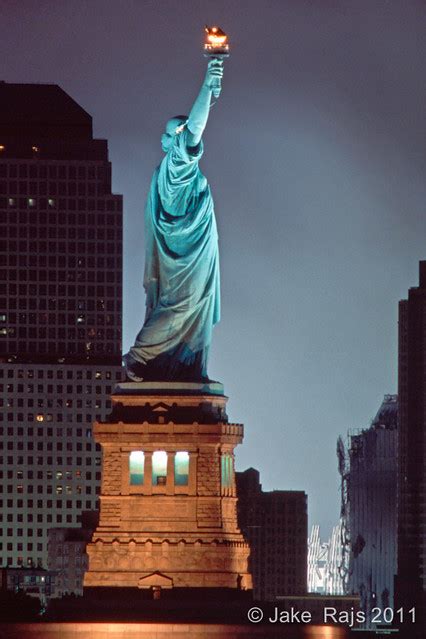 Statue Of Liberty And Lower Manhattan After Attack On The