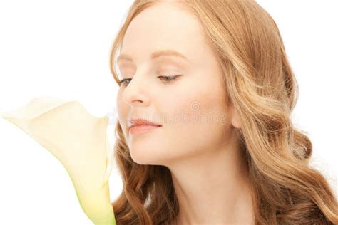 Beautiful Woman With Calla Flower Stock Image Image Of Adorable