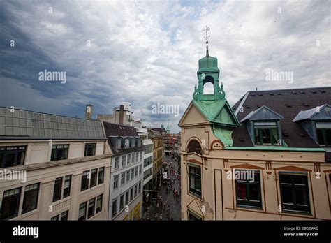 Rooftop View Over The Busy Streets Of Downtown Copenhagen Denmark