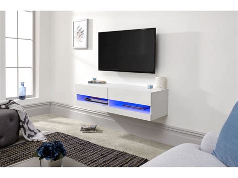 Consulta que echan en tv galicia hoy y esta semana. White Galicia 120cm Wall TV Unit With LED Light Storage Shelf