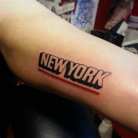 New York Post Style New York Tattoo On The Left Inner Arm Tattoo