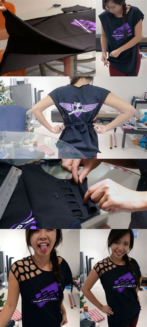 Tutorial On Resizing An Oversized T Shirt Into A Cool Workout Top Diy