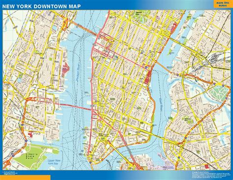New York Downtown Map Wall Maps Of The World And Countries For Australia