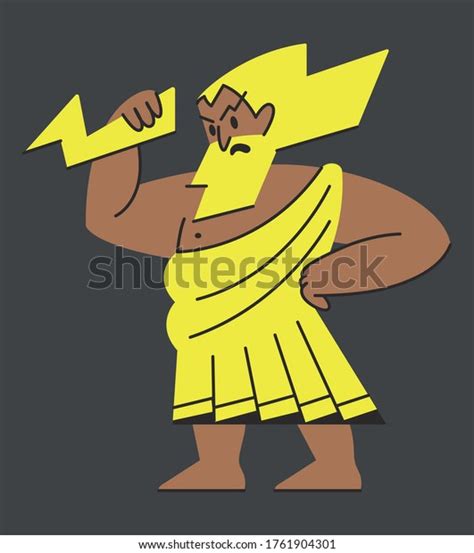Zeus Holding Thunderbolt Cartoon Style Stock Vector Royalty Free