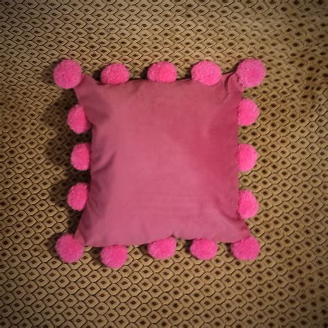 Hot Pink Pillow Cover With Pom Poms Pink Pom Pom Pillow Case Etsy