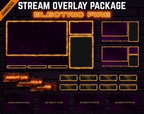 Electric Fire Twitch Overlay Package Neon Twitch Theme With Fire Flames