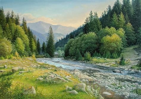 Mountain River Original Oil Painting Home Decor Landscape Etsy