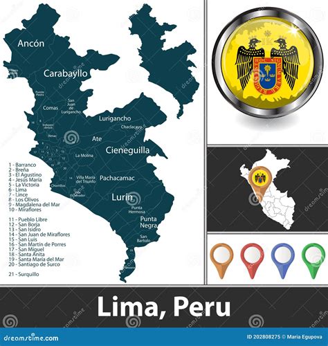 Mapa De Lima Peru Ilustración Del Vector Ilustración De Indicador
