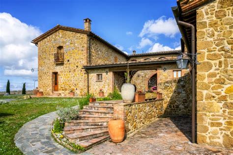 Old Stone Villa In Tuscany Italy Stock Photo Image Of Cloudscape