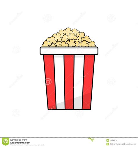 Popcorn Snack In Box Vector Flat Icon Stock Vector Illustration Of