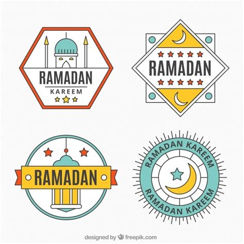 Free Vector Pack Of Four Ramadan Stickers