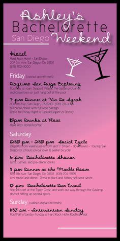 bachelorette party itinerary template google search