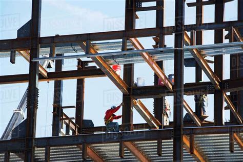 Construction Worker On Beams Stock Photo Dissolve