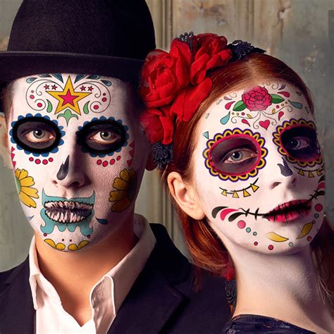 Buy Day Of The Dead Face Tattoos 10 Pack Día De Los Muertos Temporary