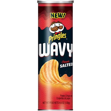 4 Pack Pringles Wavy Classic Salted Potatoe Crisps 45oz 4 Pack