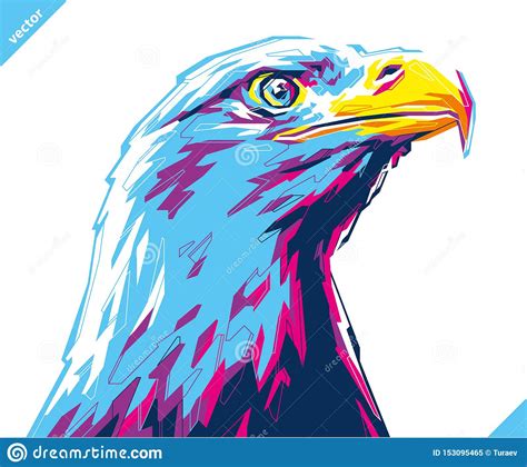 Pop Art Portrait Of Agressive Eagle Vector Illustration