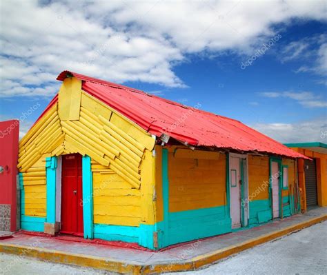 Colorful Caribbean Houses Tropical Isla Mujeres — Stock Free Download