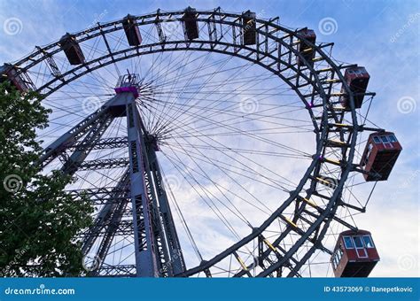 Prater Amusement Park And Wiener Riesenrad Ferris Wheel Vienna Stock