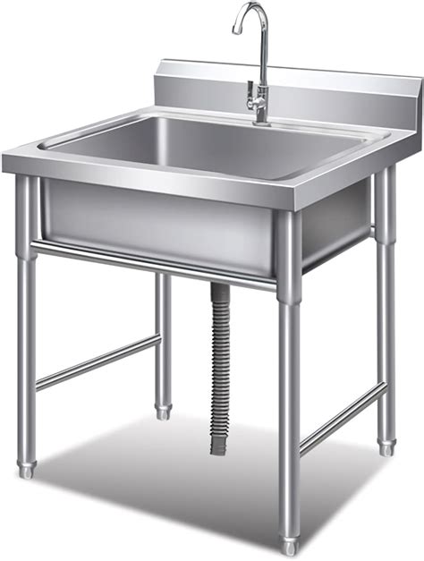DALIZHAI Undermount Single Bowl Commercial Stainless Steel Sink Single Bowl Free Standing
