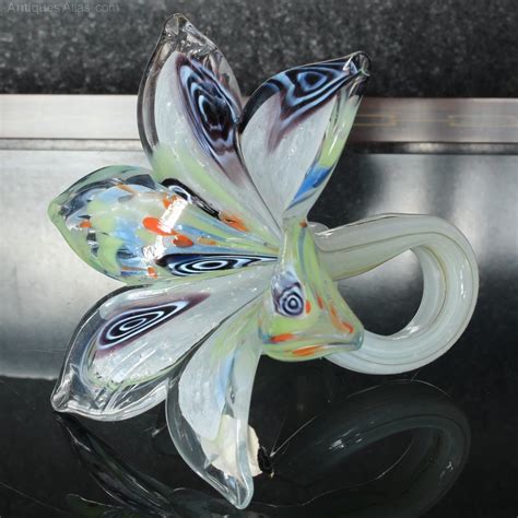 Antiques Atlas Murano Glass Flower With Twisted Stem