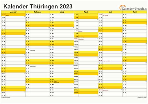Feiertage 2023 Thüringen Kalender
