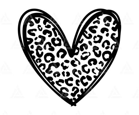 Leopard Heart Svg Hand Drawn Heart Svg Valentines Day Etsy Hong Kong