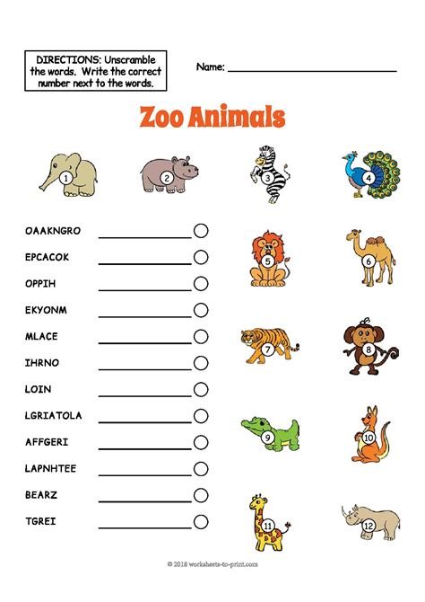 Animal Worksheet Kindergarten