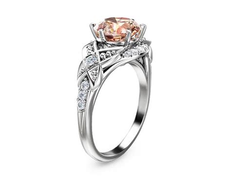 14k White Gold Morganite Ring Unique Morganite Engagement Ring Etsy