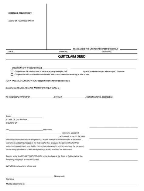 Quit Claim Deed California Fill Online Printable Fillable Blank Pdffiller