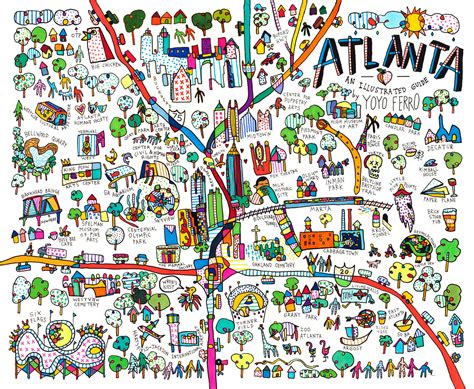 Amazing And Fun Hand Drwan Map Of Atlanta For The Creative Loafing City