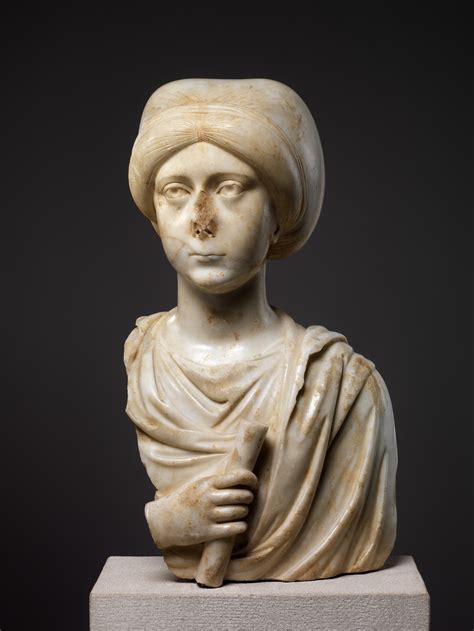 Marble Portrait Bust Of A Woman With A Scroll Byzantine The